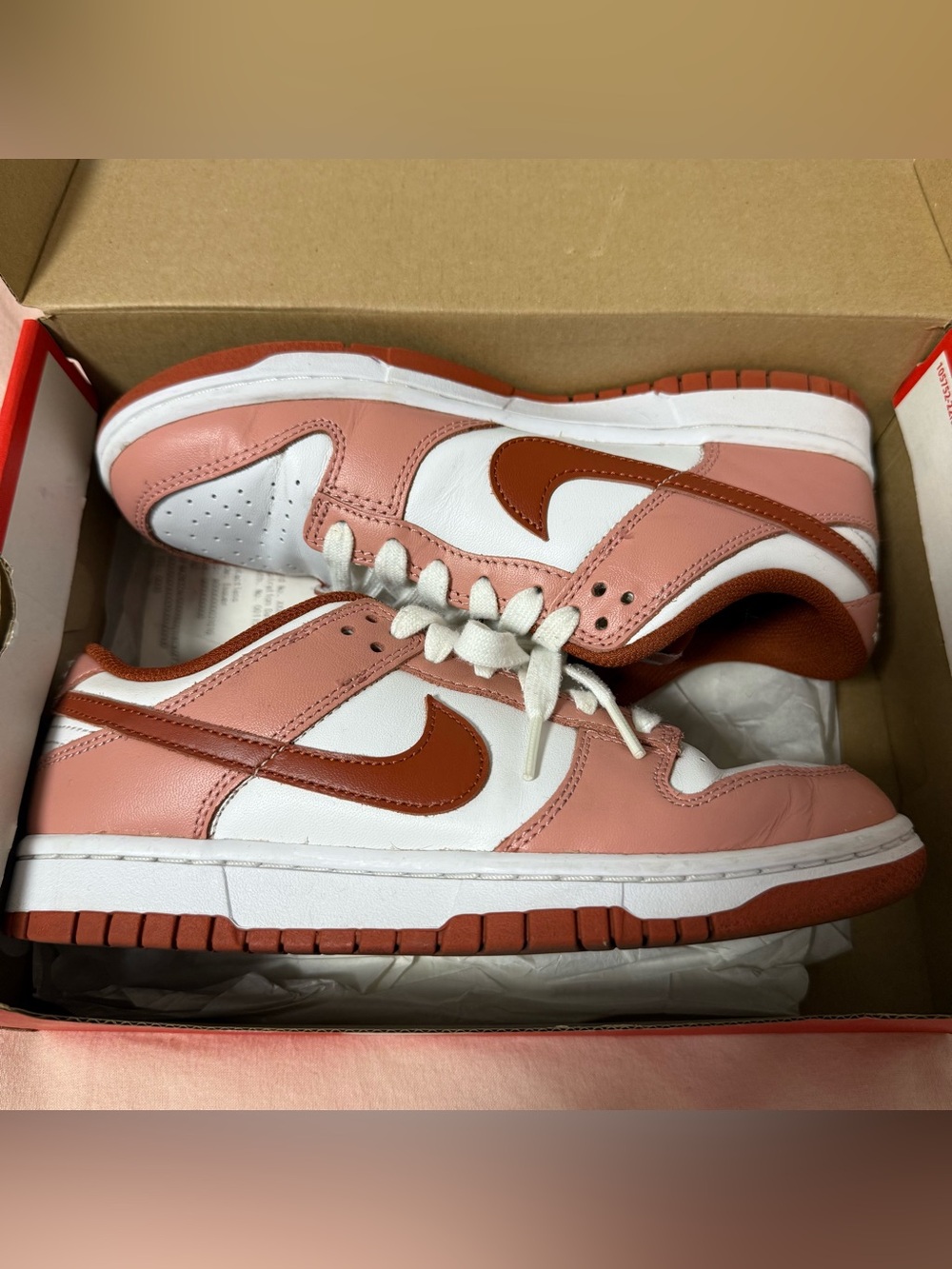 Nike Dunk Low Sneakers (Size: 7.5 Women) - Red Stardust / Rugged Orange